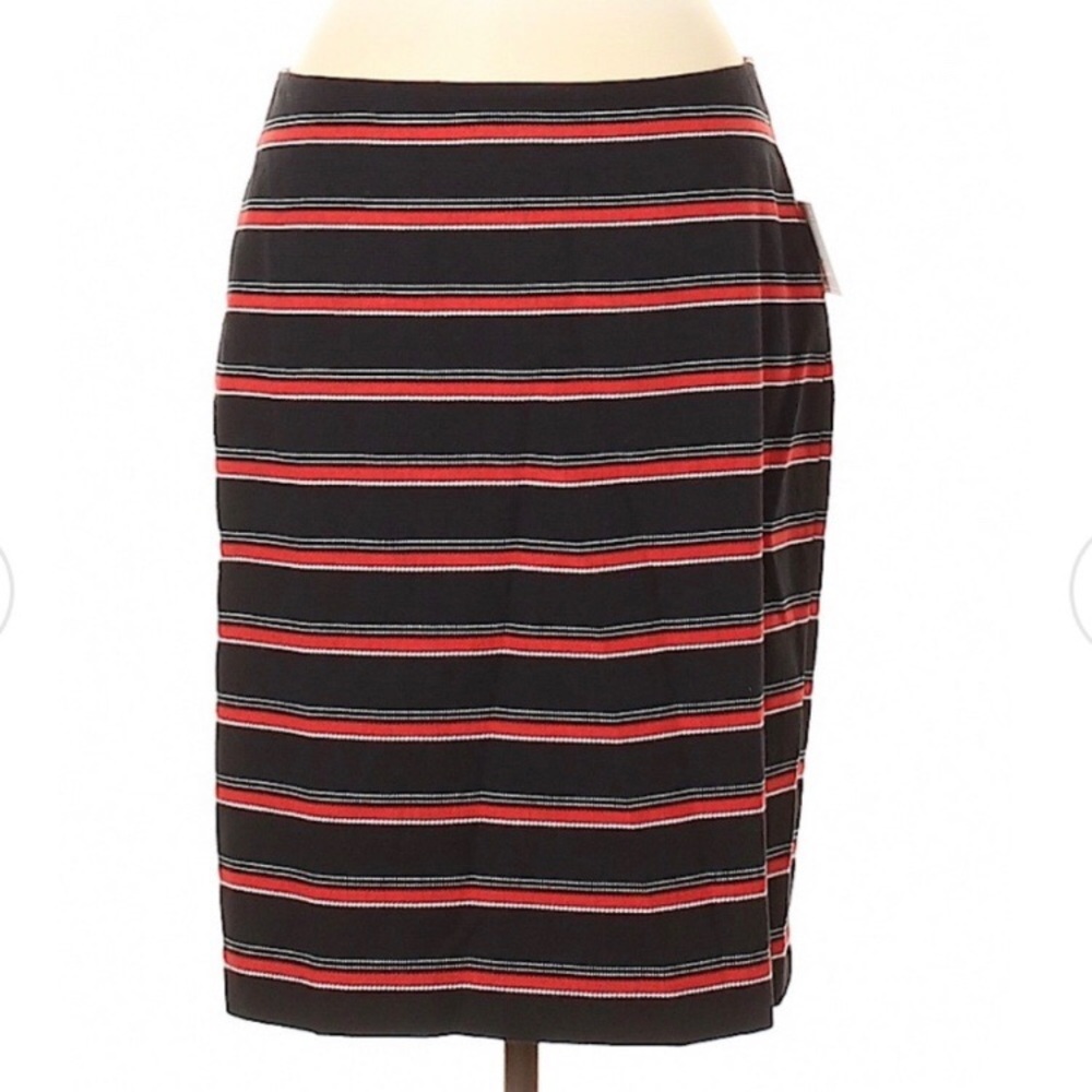 NWT Liz Claiborne Pencil Skirt Black W/ Red/White